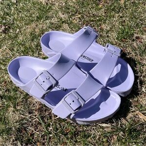 Birkenstock Arizona Essentials in Purple Fog Double-Strap EVA Sandals 37